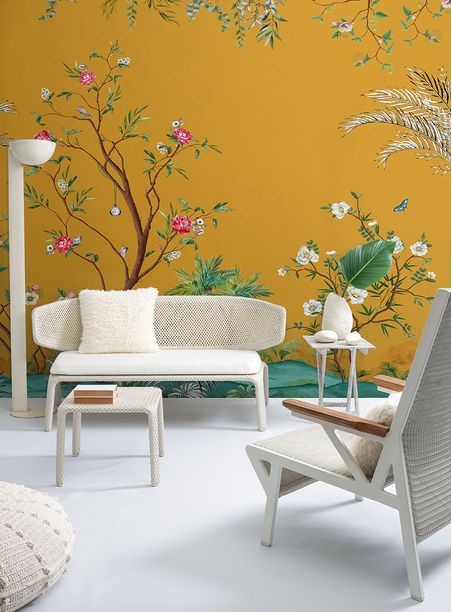 Painel de parede chinoisserie land yellow