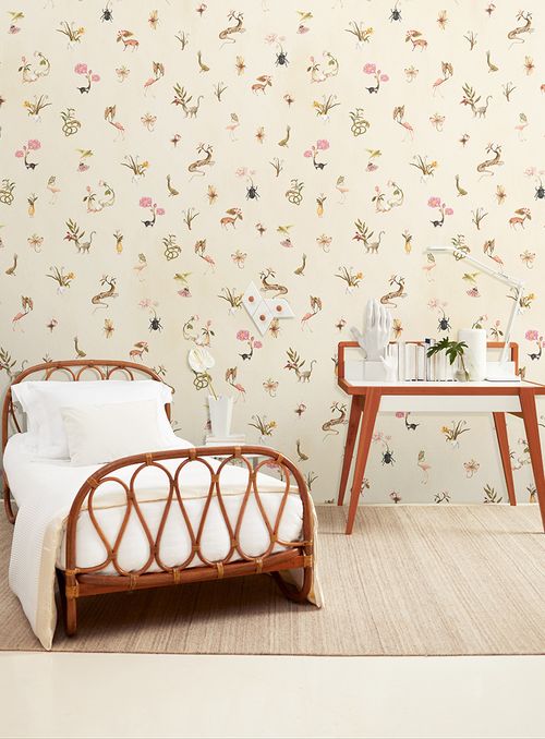 Papel de parede botânico fundo bege