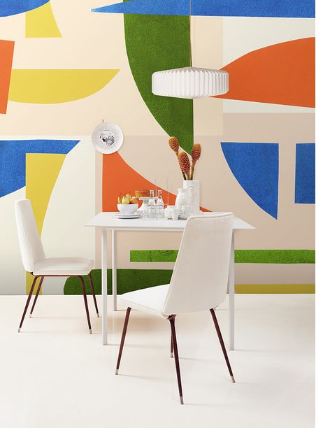 Painel de parede geometria divertida verde e laranja