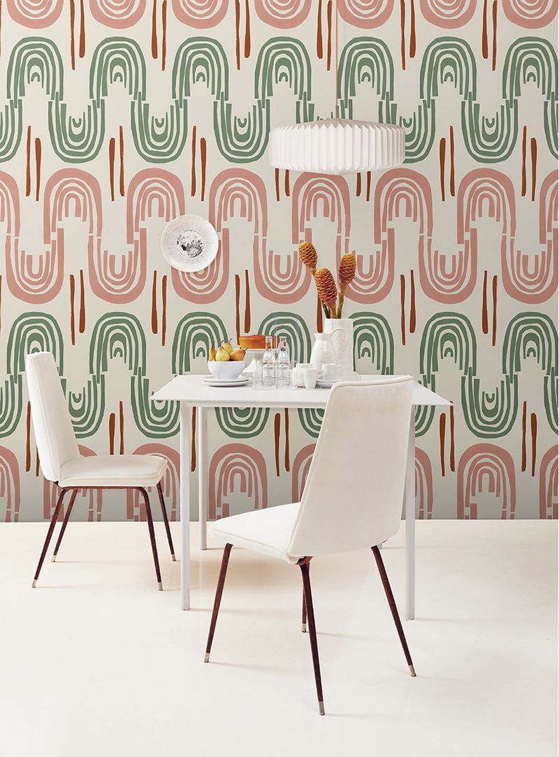 Papel-de-parede-onda-divertida-verde-e-rosa