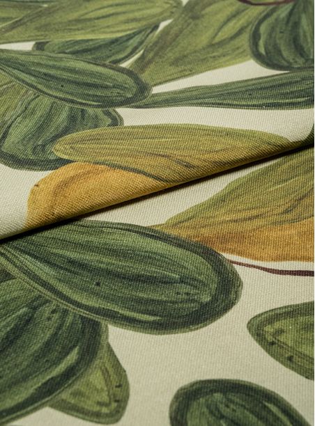 tecido estampado folhagem verde