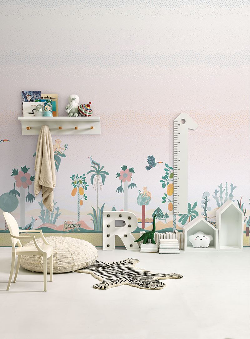 painel-de-parede-paisagem-brasileira-animais-bolinhas-pastel