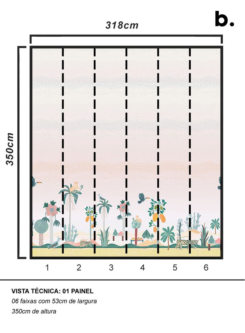 painel-de-parede-paisagem-brasileira-animais-bolinhas-pastel