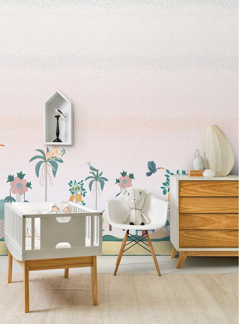 painel-de-parede-paisagem-brasileira-animais-bolinhas-pastel