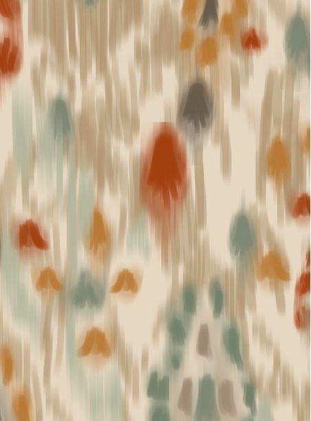 papel de parede ikat contemporâneo terracota, verde água e cinza