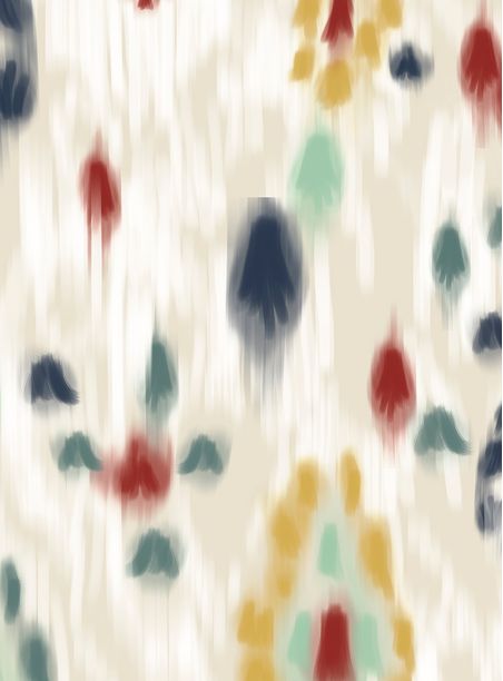 papel de parede ikat contemporâneo azul, vermelho e verde