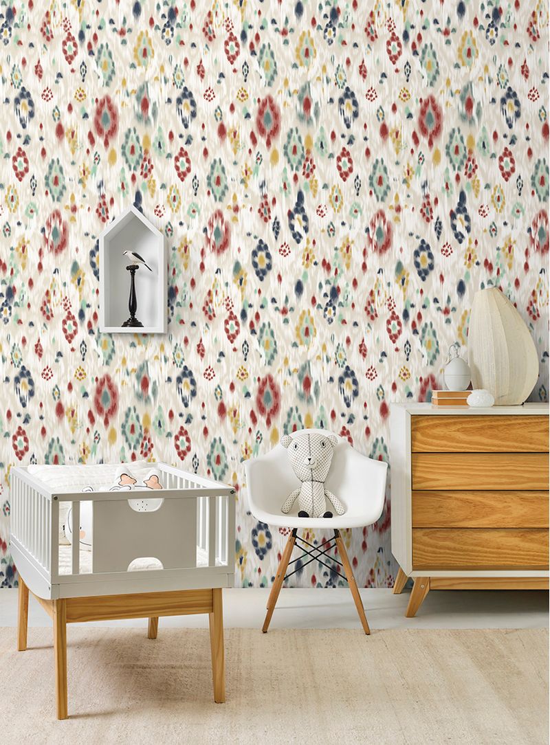 papel-de-parede-ikat-contemporaneo-azul-vermelho-e-verde