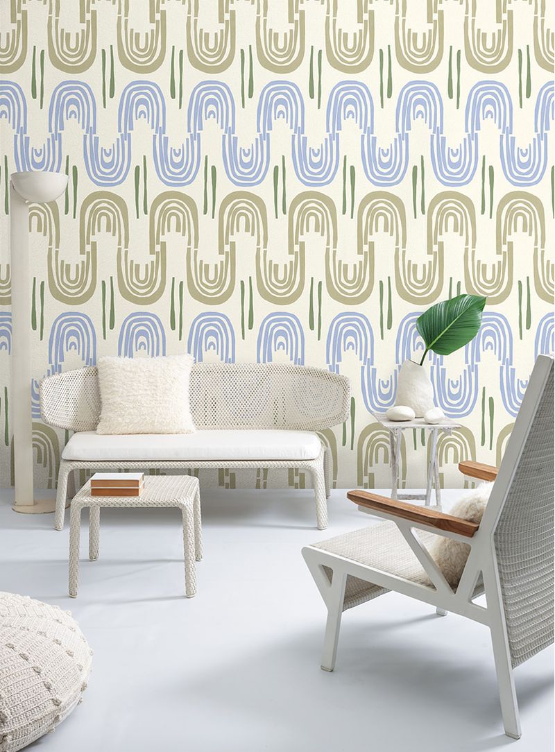Papel-de-parede-onda-divertida-bege-e-azul