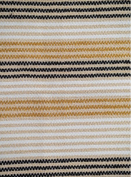 Tecido Jacquard Listrado Serena Branco, Ocre e Preto
