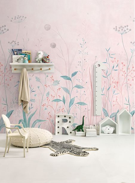 painel de parede jardim encantado poente rosa