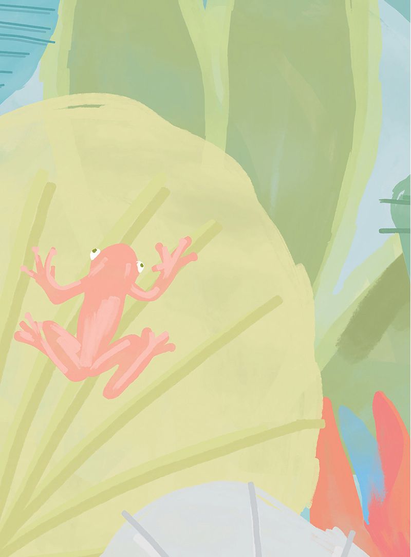 Painel-de-parede-floresta-tropical-azul-e-rosa