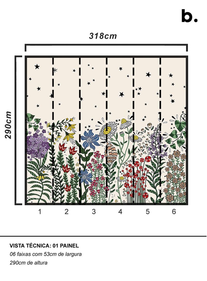 Painel-de-parede-canteiro-florido-bege-colorido