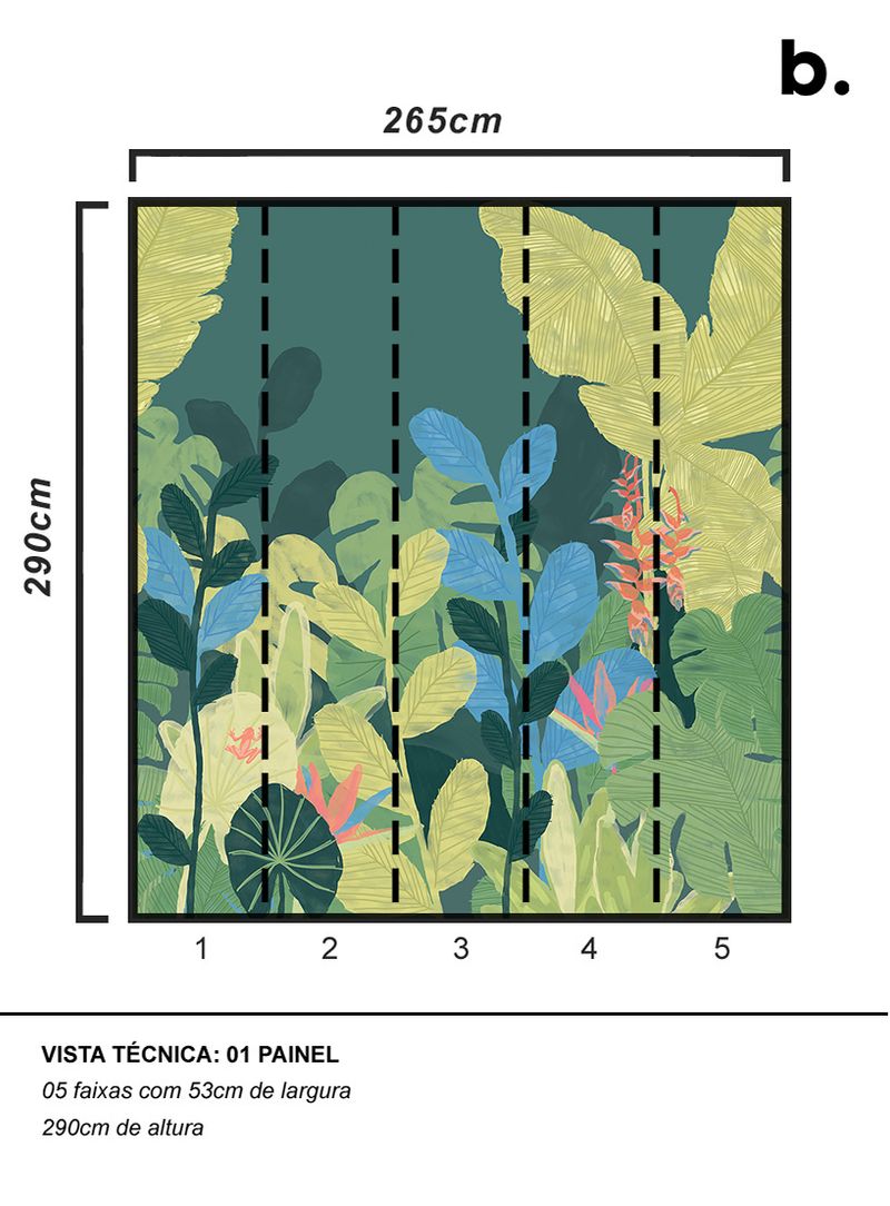 Painel-de-parede-floresta-tropical-verde-e-azul