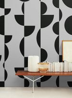 Papel-de-parede-esferas-preto-e-cinza