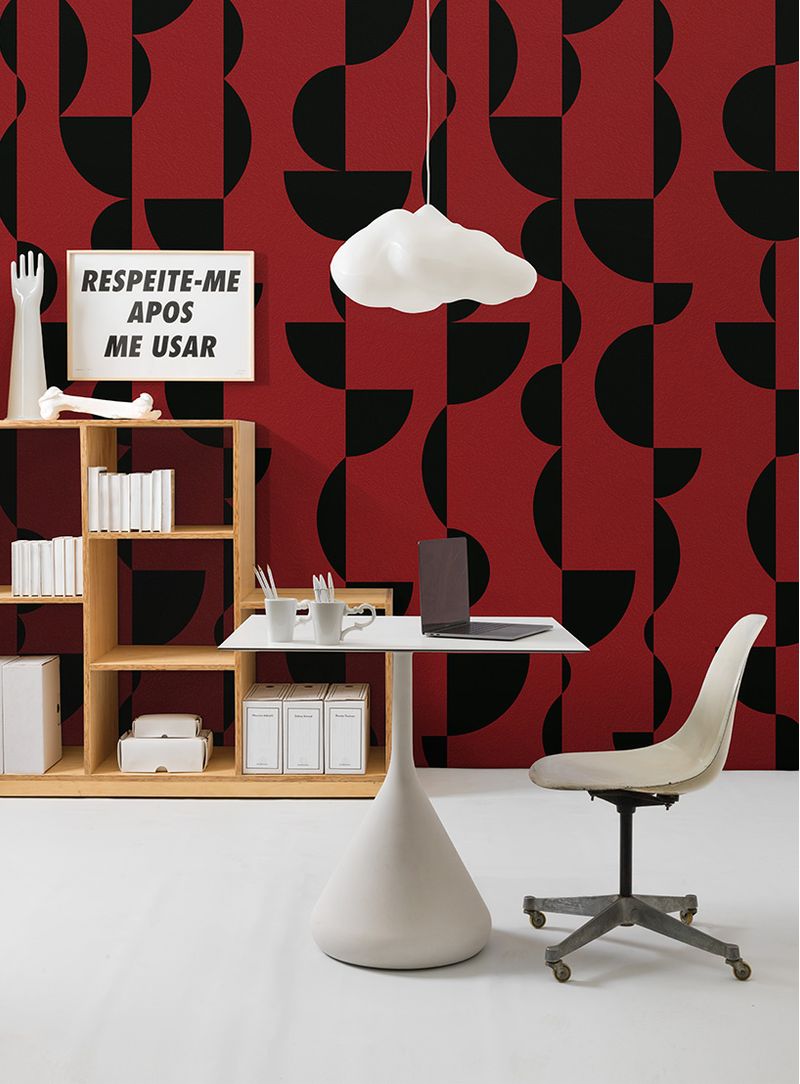 Papel-de-parede-esferas-preto-e-vermelho