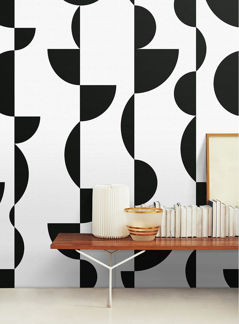 Papel-de-parede-esferas-preto-e-branco