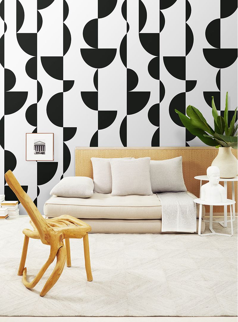 Papel-de-parede-esferas-preto-e-branco