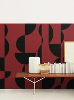 Papel-de-parede-esferas-preto-e-vermelho