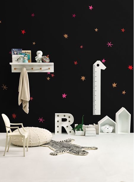 Painel de parede noite estrelada preto colorido