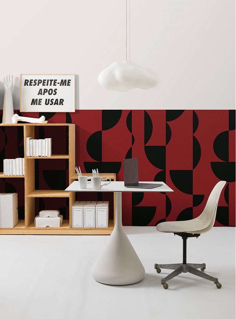 Papel-de-parede-esferas-preto-e-vermelho