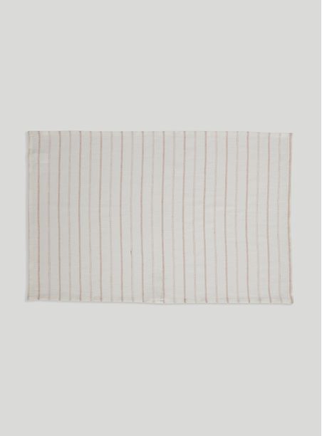 Pano de prato listrado 100% linho off white e natural 47x3