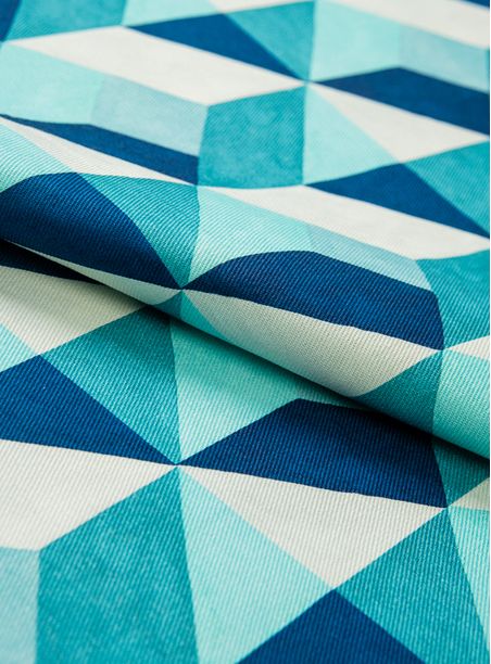 Tecido estampado caixa azul
