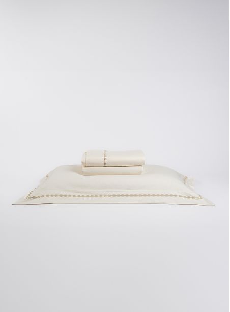 Jogo de Lençol Vernacular Cinza e Bege