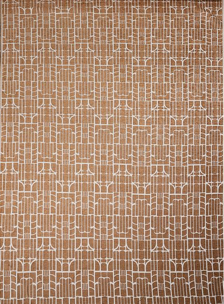 Tecido Jacquard Chenile Marajoara ocre e off white