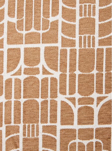 Tecido Jacquard Chenile Marajoara ocre e off white