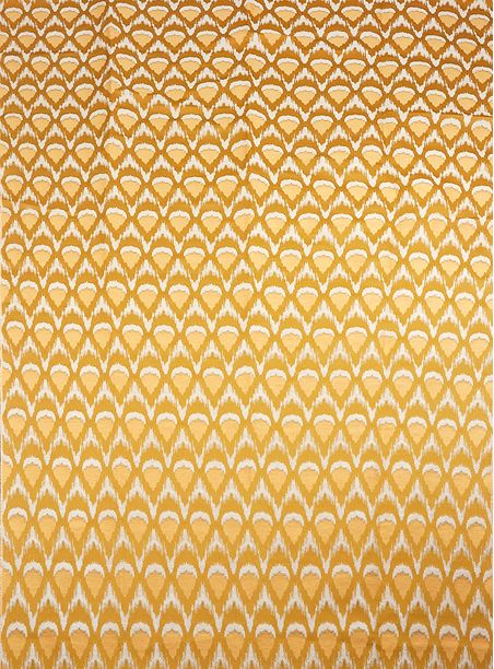 Tecido Jacquard Ráfia Penas Ocre (Dublado)