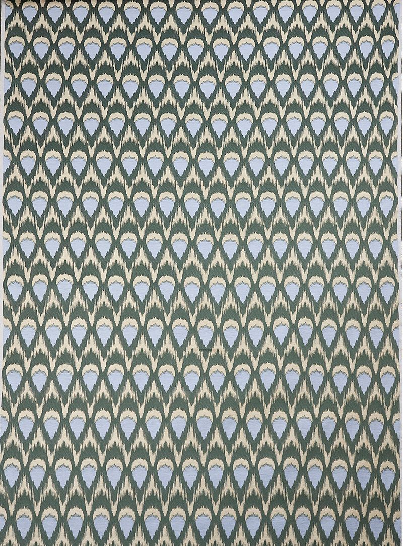 Tecido-Jacquard-Rafia-Penas-Verde-e-Azul--Dublado-
