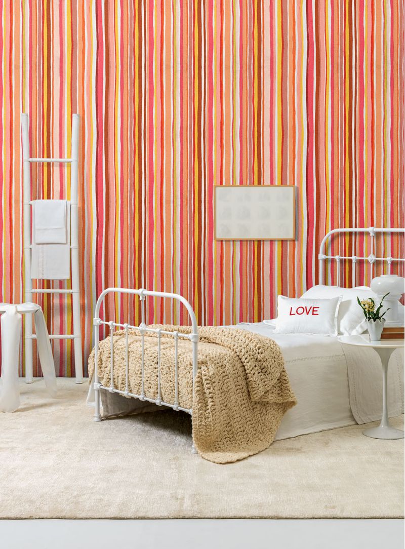 Papel-de-parede-listra-manual-rosa-e-laranja