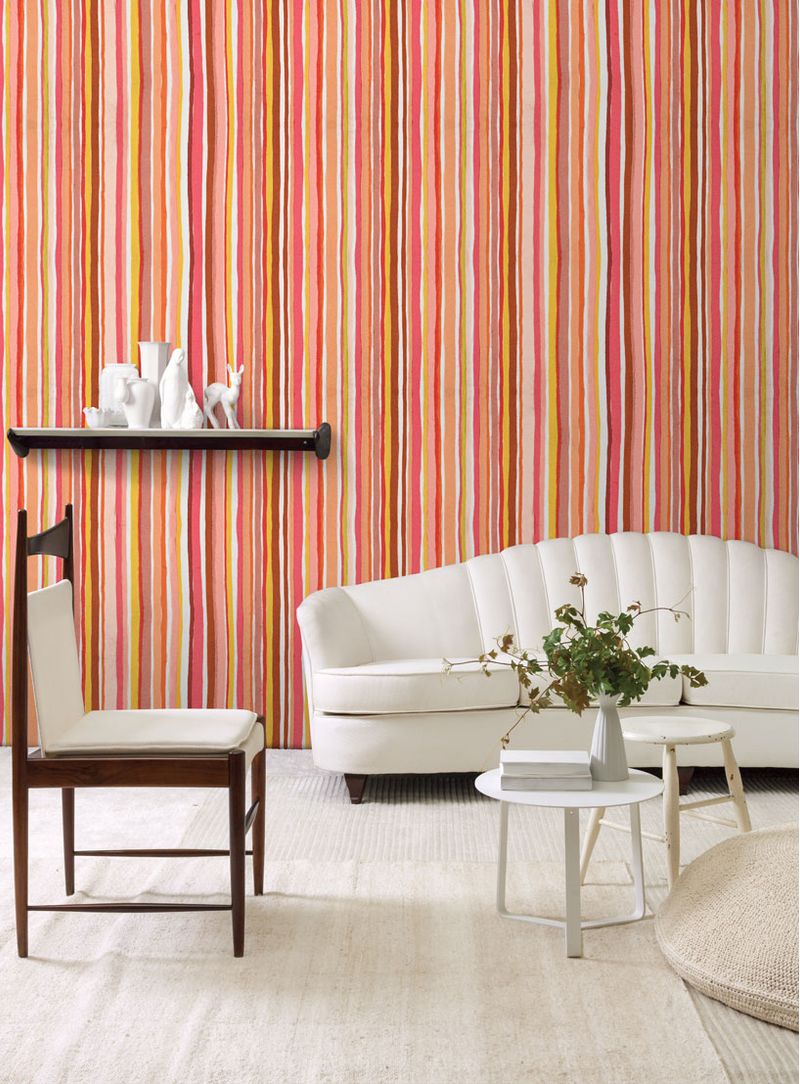 Papel-de-parede-listra-manual-rosa-e-laranja