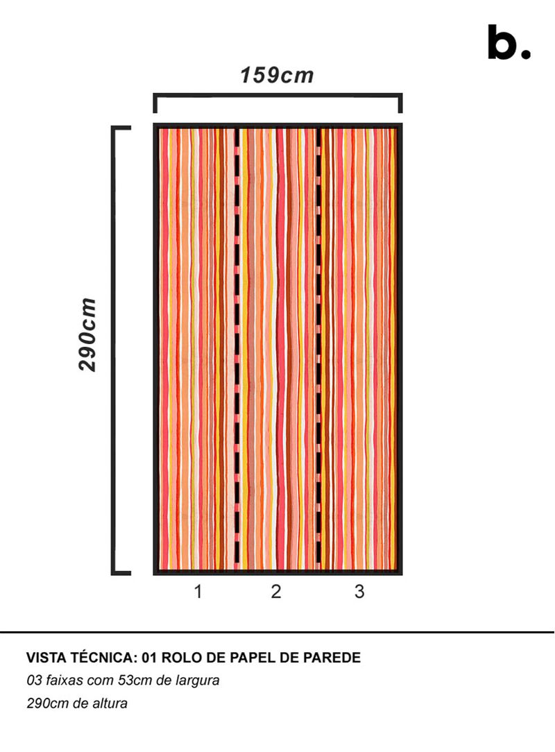 Papel-de-parede-listra-manual-rosa-e-laranja