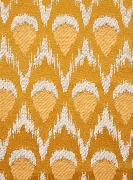 Tecido Jacquard Ráfia Penas Ocre (Dublado)