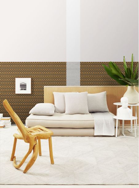 Papel de parede penas ocre e amarelo