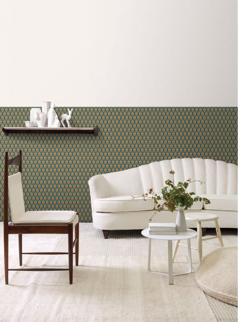 Papel-de-parede-floral-mini-verde-e-amareo