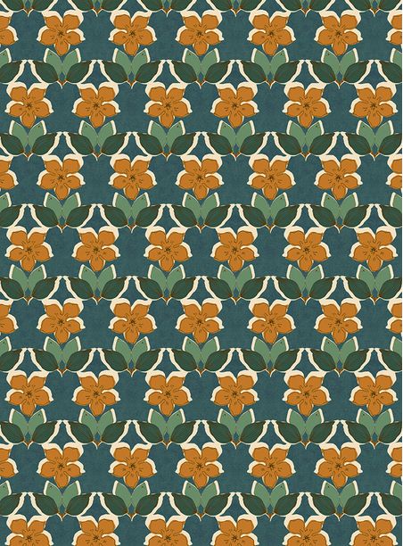 Papel de parede floral mini verde e amarelo