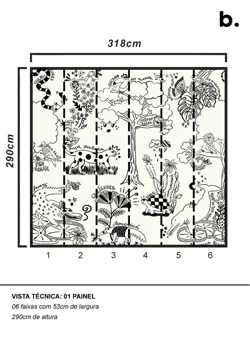 Painel-de-parede-fauna-brasileira-preto-e-branco