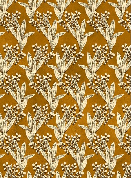 Papel de parede floralzinho mostarda
