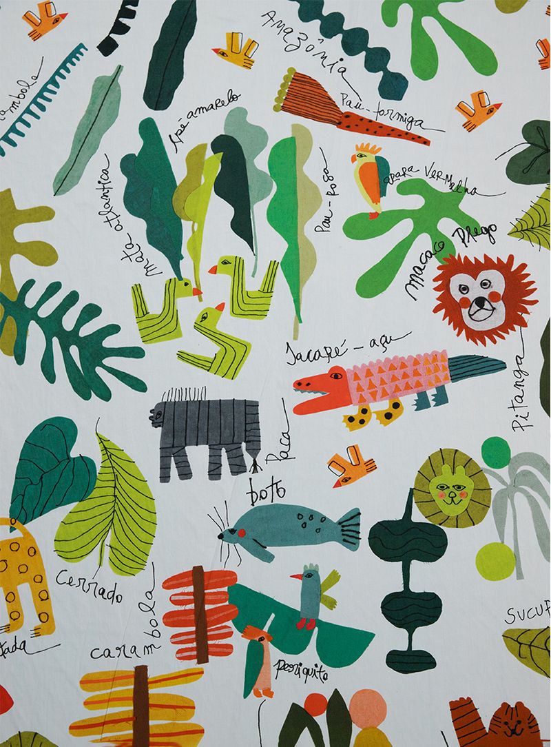 Tecido Estampado Manual Animais