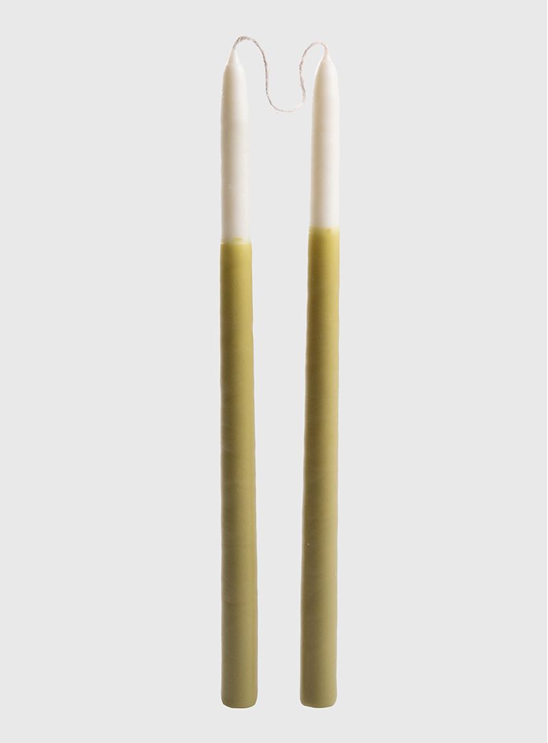 Par de Velas Bastão Bicolor Verde Oliva