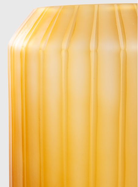 Vaso de vidro canelado mostarda