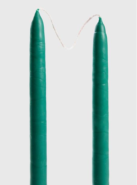 Par de Velas Bastão Verde Garrafa
