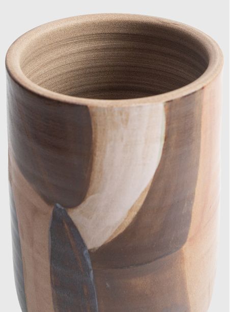 Vaso pinceladas cilindro pintado à mão