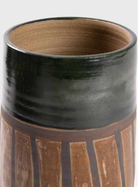 Vaso pinceladas cilindro pintado à mão