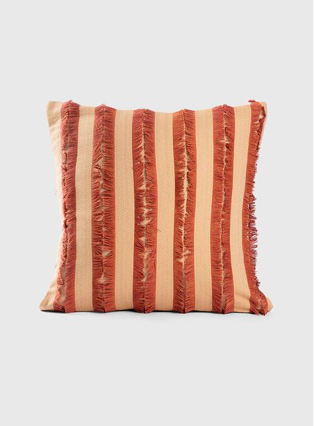 Almofada Jacquard Chevron Franjas Ocre e Amarelo