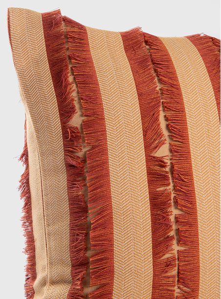 Almofada Jacquard Chevron Franjas Ocre e Amarelo