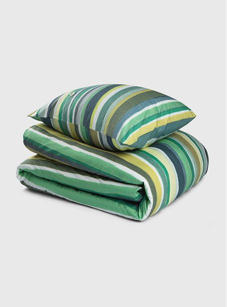 Capa de edredom listrado verde infantil