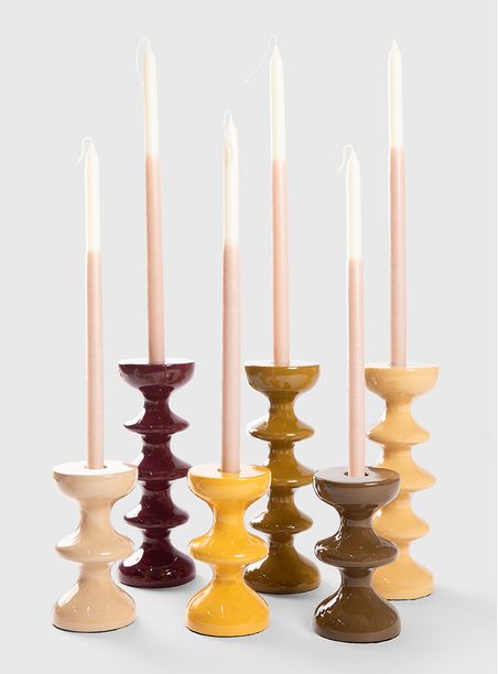 Castiçal onda bordô brilho M